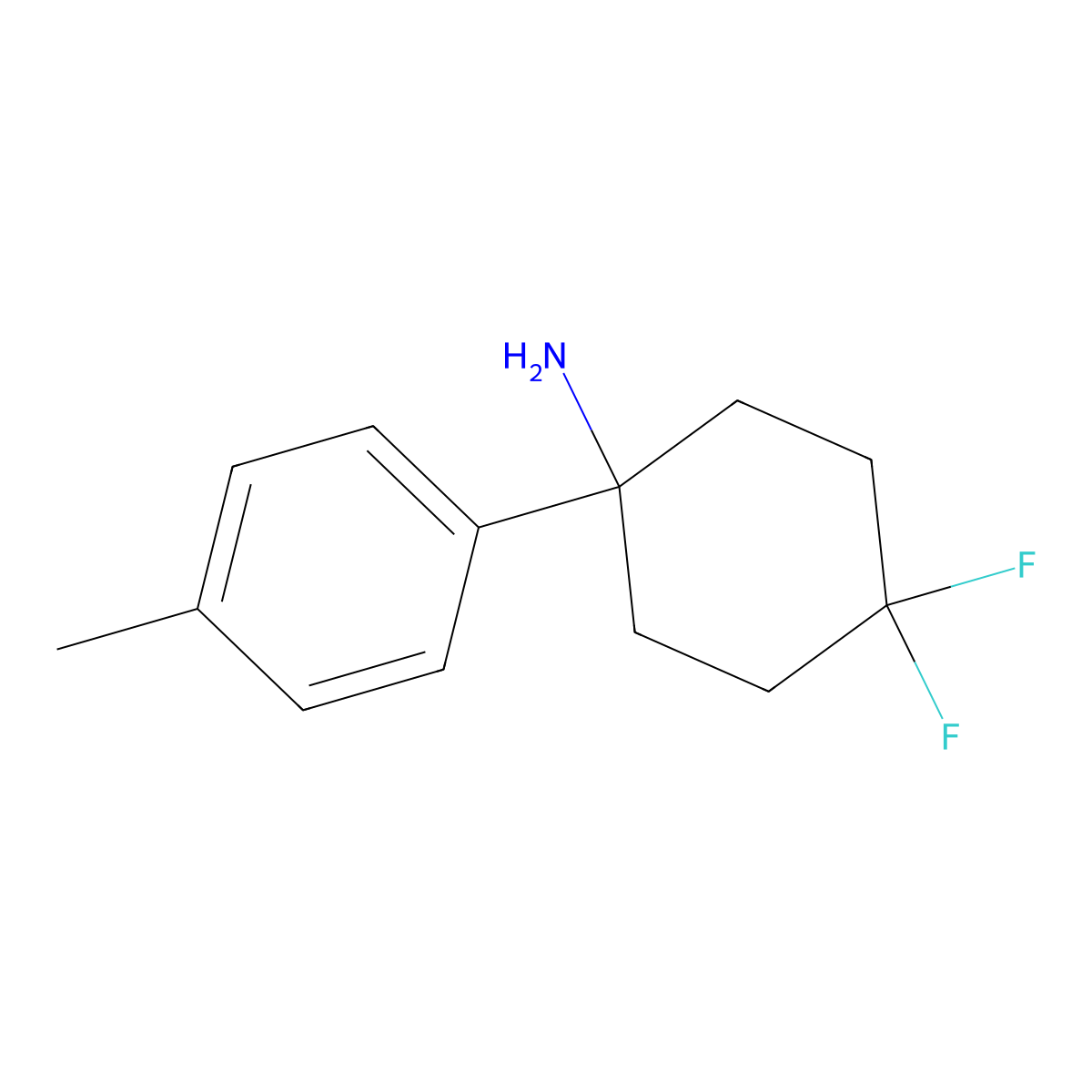 4,4-Difluoro-1-(4-methylphenyl)cyclohexan-1-amine molecular structure, CAS 1892767-46-2