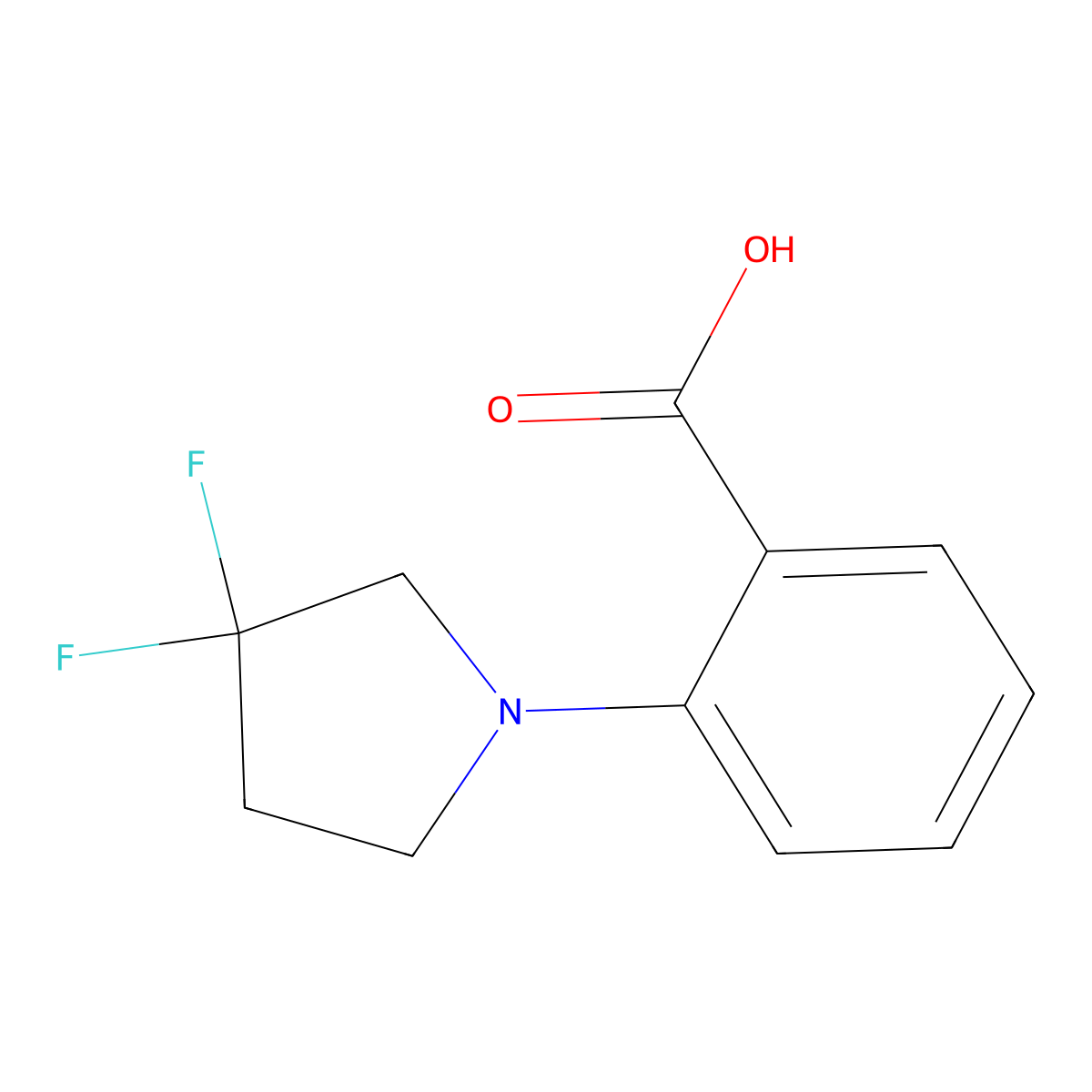 2-(3,3-Difluoropyrrolidin-1-yl)benzoic acid molecular structure, CAS 1892772-00-7