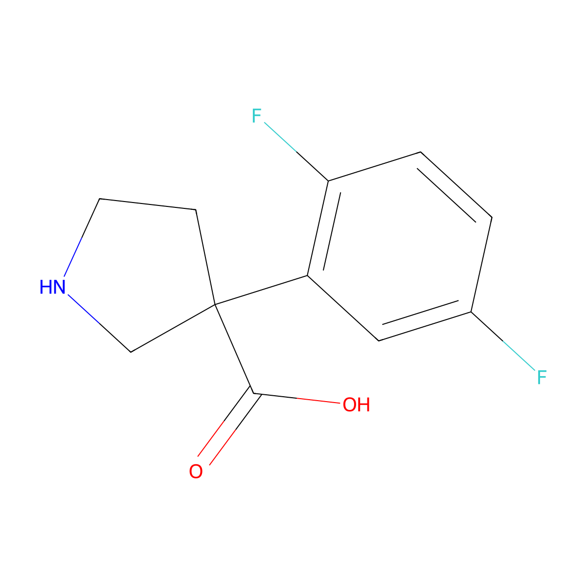 3-(2,5-Difluorophenyl)pyrrolidine-3-carboxylic acid molecular structure, CAS 1892772-69-8