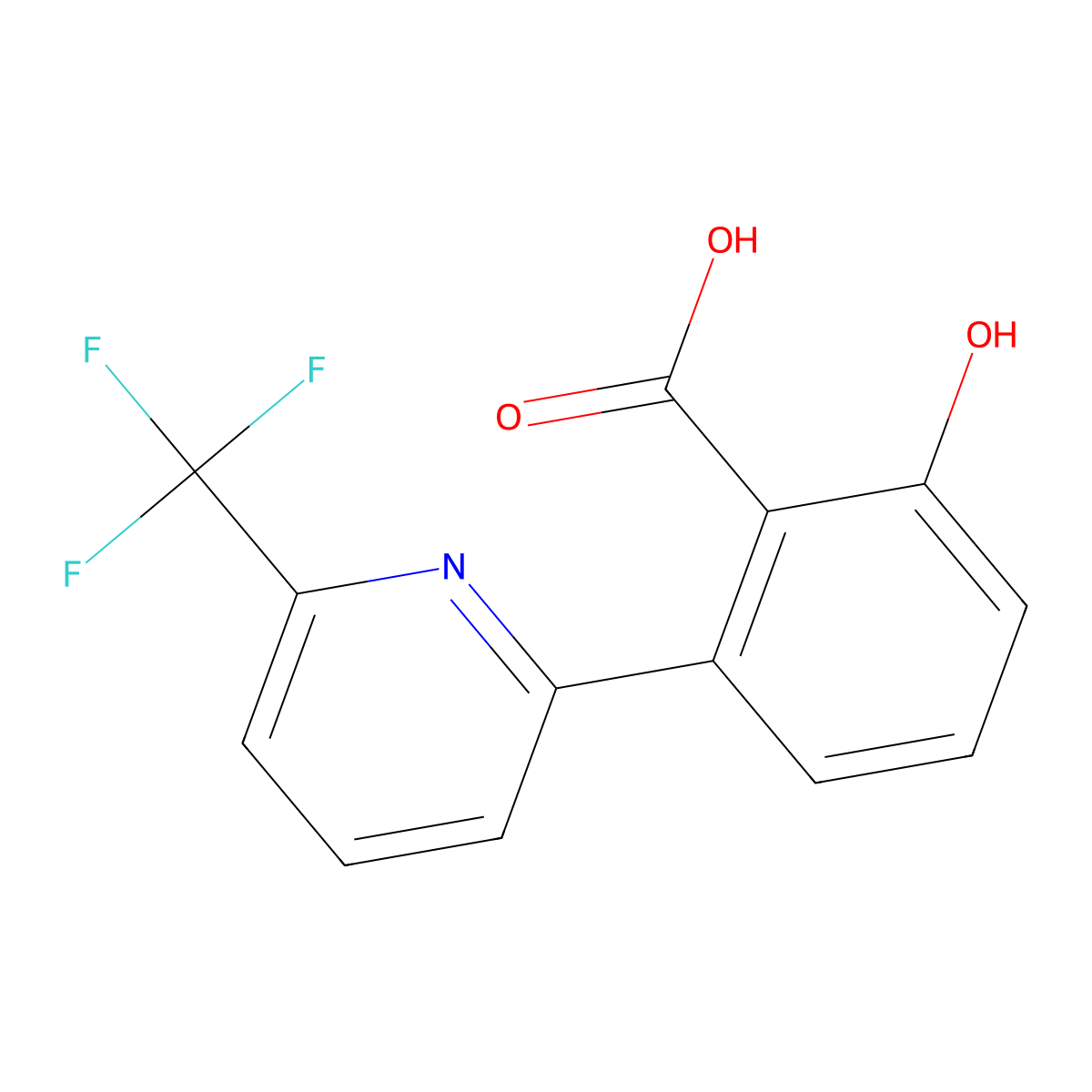 2-Hydroxy-6-[6-(trifluoromethyl)pyridin-2-yl]benzoic acid molecular structure, CAS 189278-29-3