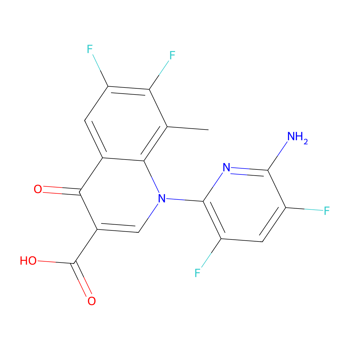 1-(6-Amino-3,5-difluoropyridin-2-YL)-6,7-difluoro-8-methyl-4-oxo-1,4-dihydroquinoline-3-carboxylic acid molecular structure, CAS 189280-68-0