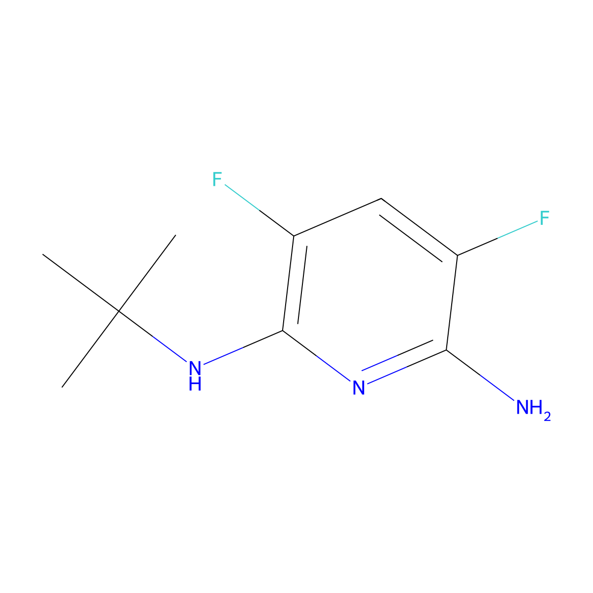 N2-(tert-butyl)-3,5-difluoropyridine-2,6-diamine molecular structure, CAS 189281-24-1