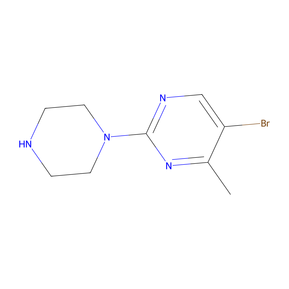 5-Bromo-4-methyl-2-(4l2-piperazin-1-yl)pyrimidine molecular structure, CAS 1892822-63-7