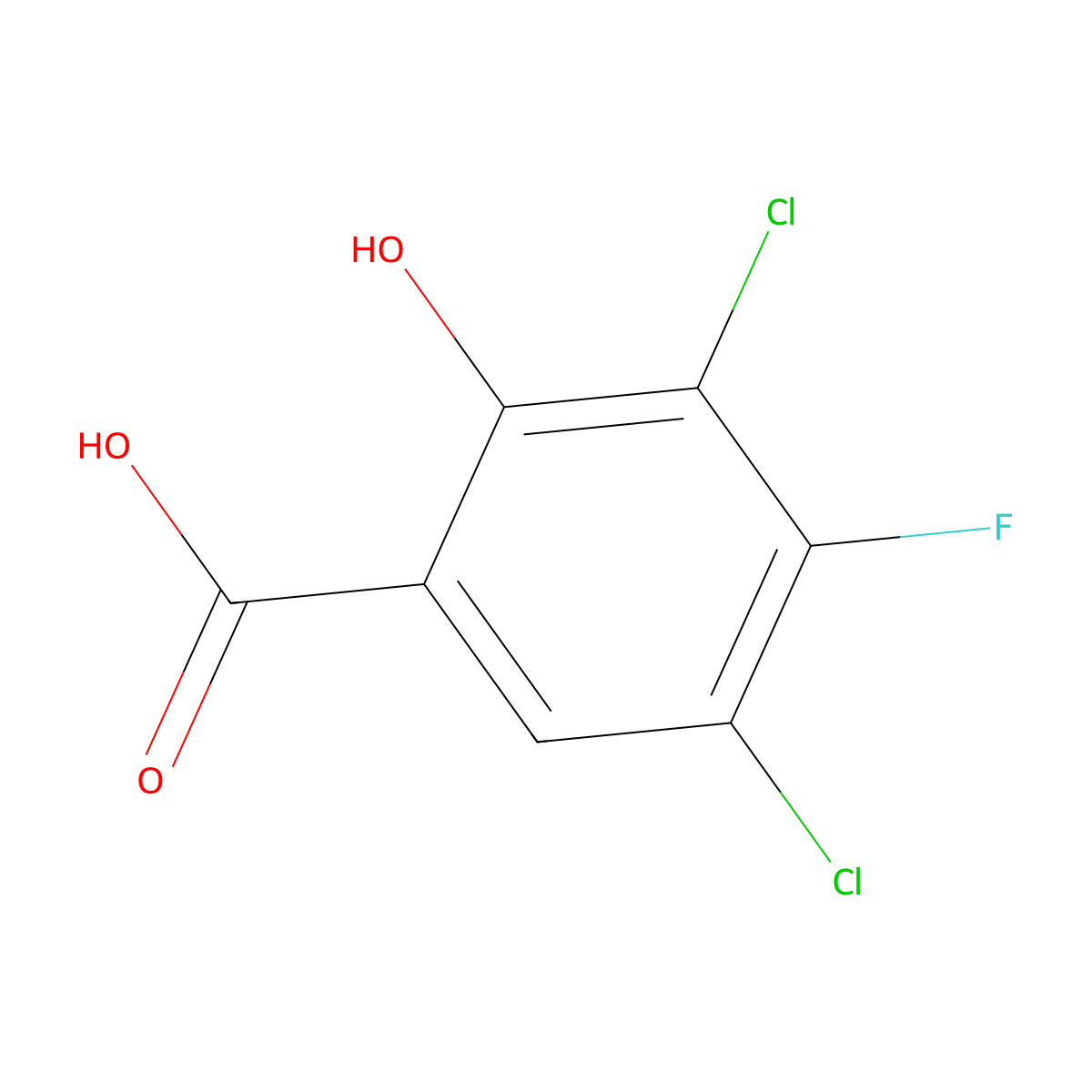 3,5-Dichloro-4-fluoro-2-hydroxybenzoic acid molecular structure, CAS 189283-53-2