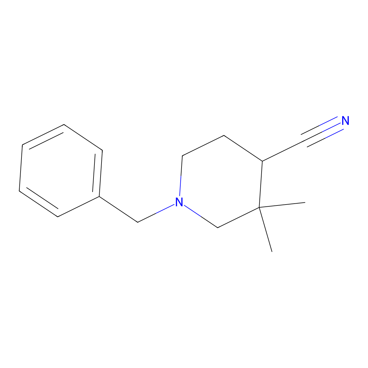 1-Benzyl-3,3-dimethyl-piperidine-4-carbonitrile molecular structure, CAS 1892840-65-1