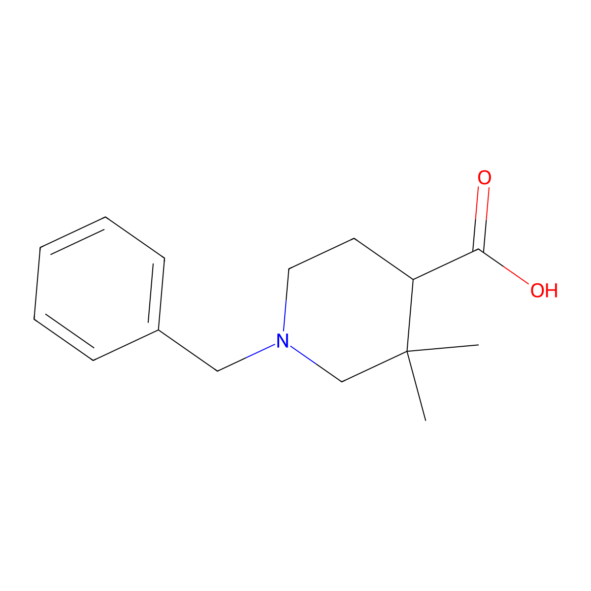 1-Benzyl-3,3-dimethyl-piperidine-4-carboxylic acid molecular structure, CAS 1892840-92-4