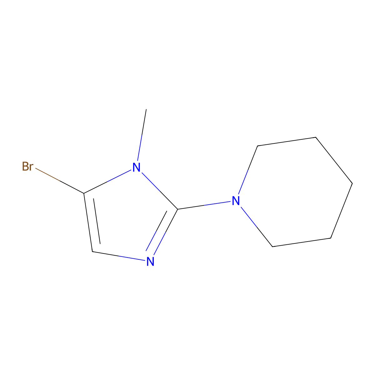 1-(5-bromo-1-methyl-1H-imidazol-2-yl)piperidine molecular structure, CAS 1892885-80-1
