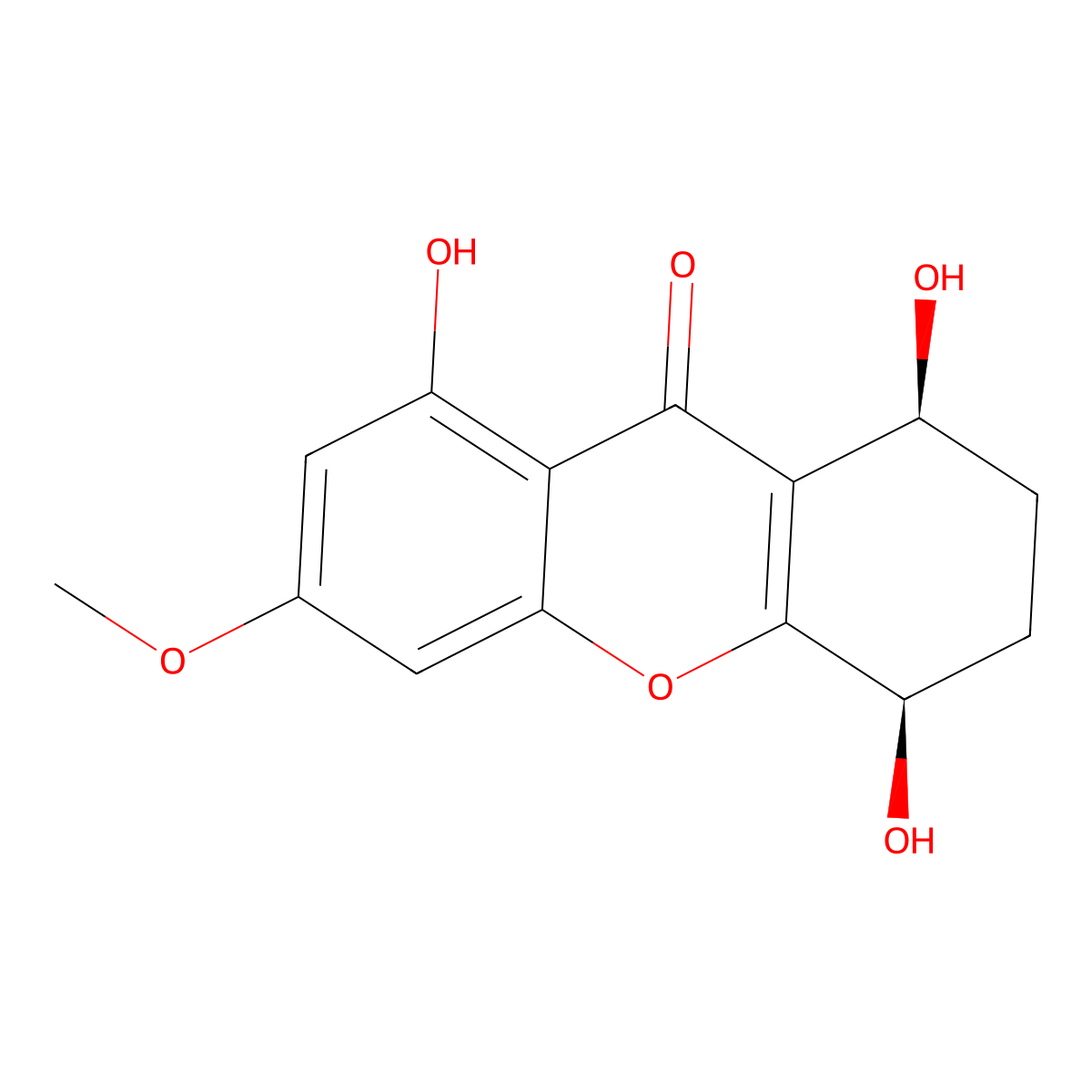 (1S,4R)-1,4,8-trihydroxy-6-methoxy-1,2,3,4-tetrahydroxanthen-9-one molecular structure, CAS 189289-77-8