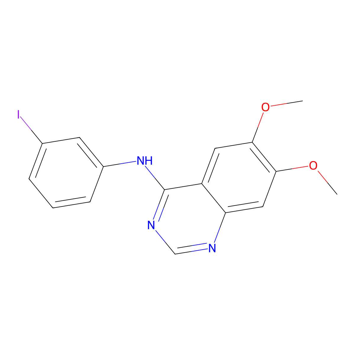 N-(3-Iodophyenyl)-6,7-dimethoxyoxy-4-quinazolina molecular structure, CAS 189290-58-2