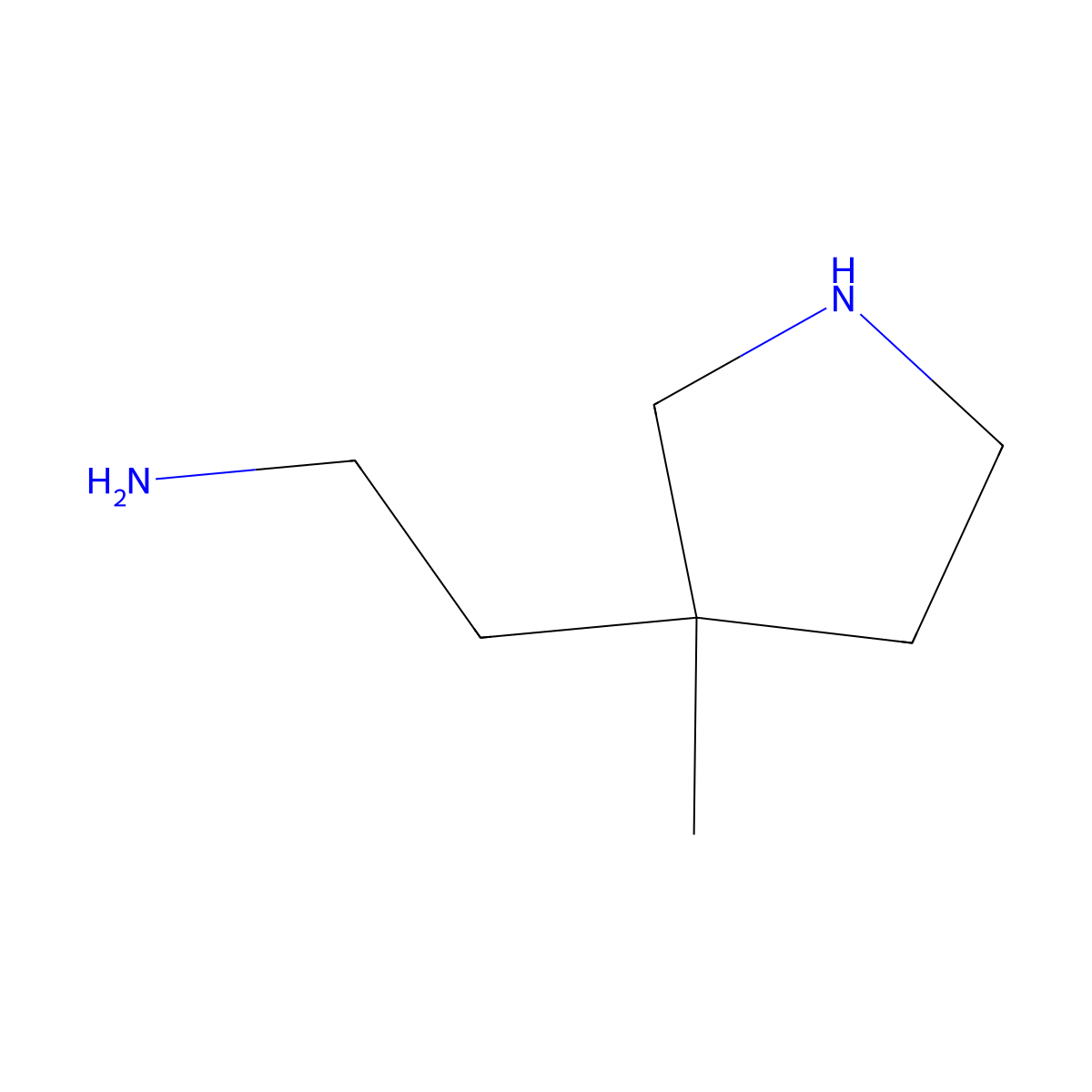 2-(3-Methylpyrrolidin-3-yl)ethan-1-amine molecular structure, CAS 1892925-69-7