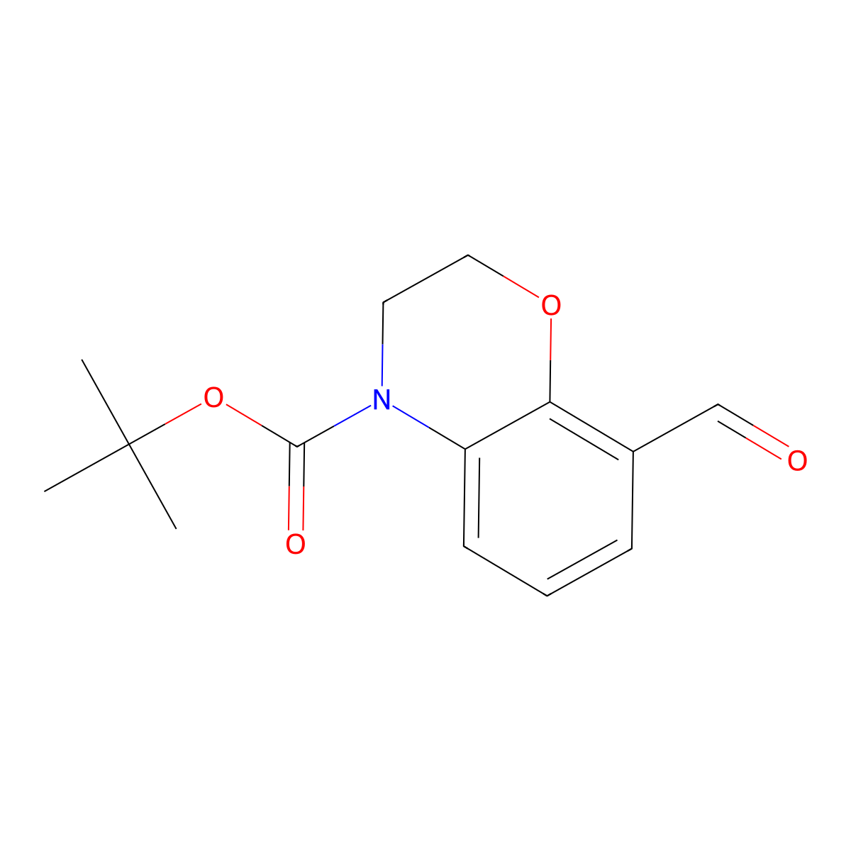 Tert-butyl 8-formyl-2,3-dihydro-4H-benzo[B][1,4]oxazine-4-carboxylate molecular structure, CAS 189293-44-5
