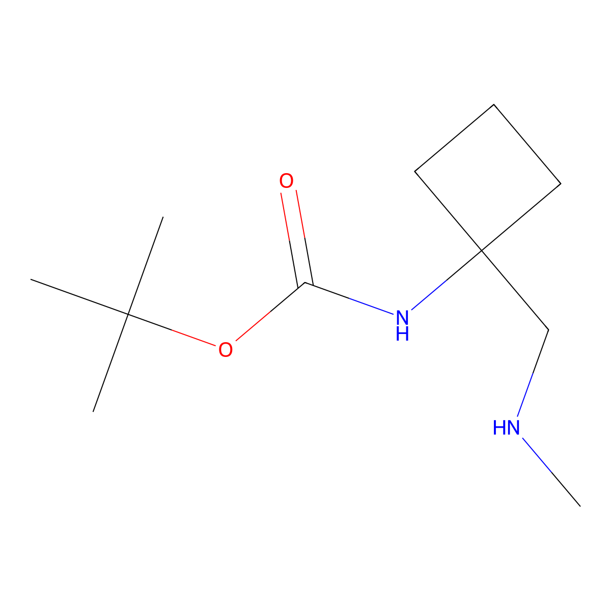 tert-butyl N-{1-[(methylamino)methyl]cyclobutyl}carbamate molecular structure, CAS 1892984-36-9
