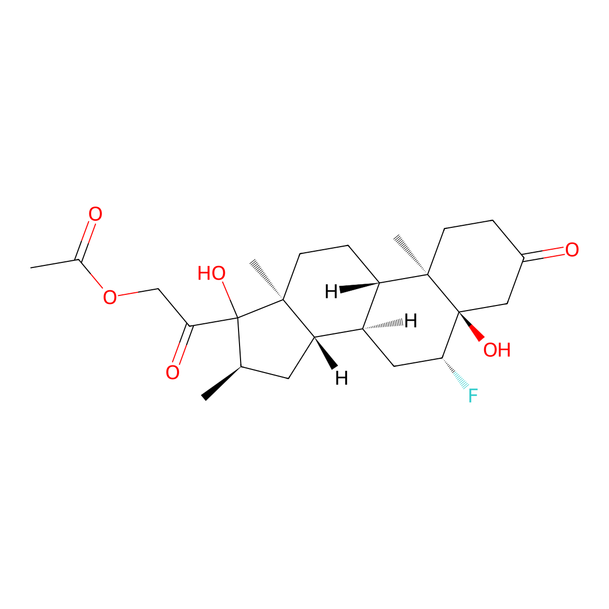 6beta-Fluoro-5alpha,17,21-trihydroxy-16alpha-methylpregnane-3,20-dione 21-acetate molecular structure, CAS 1893-91-0