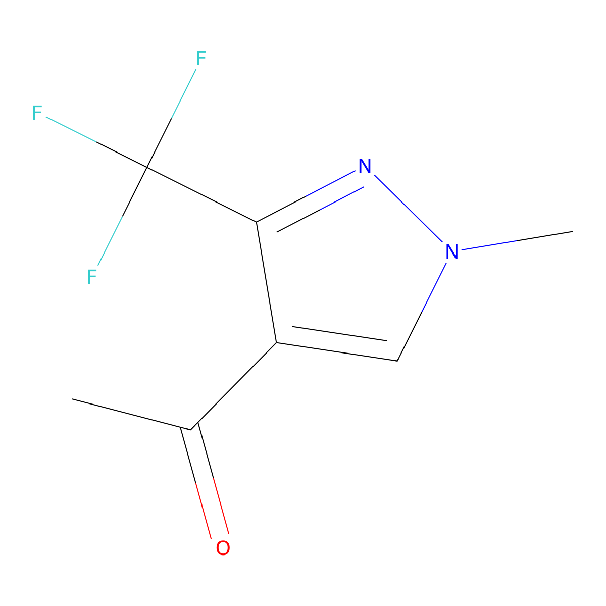 1-(1-methyl-3-(trifluoromethyl)-1H-pyrazol-4-yl)ethan-1-one molecular structure, CAS 189300-85-4