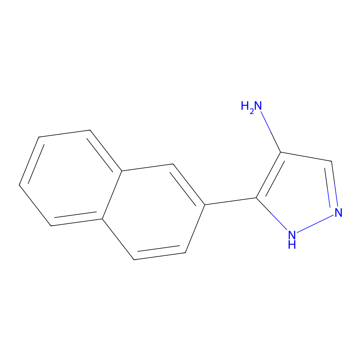 5-(naphthalen-2-yl)-1H-pyrazol-4-amine molecular structure, CAS 1893021-81-2