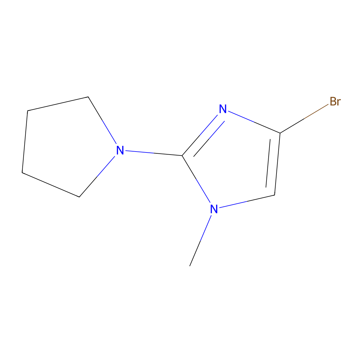 4-bromo-1-methyl-2-(pyrrolidin-1-yl)-1H-imidazole molecular structure, CAS 1893038-33-9