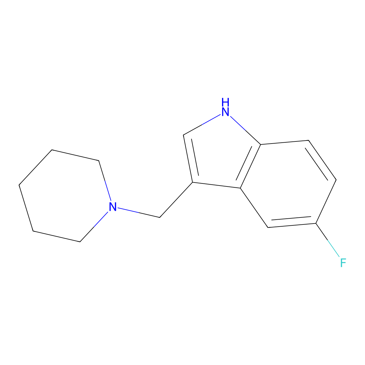 5-Fluoro-3-(piperidin-1-ylmethyl)-1H-indole molecular structure, CAS 1893039-63-8