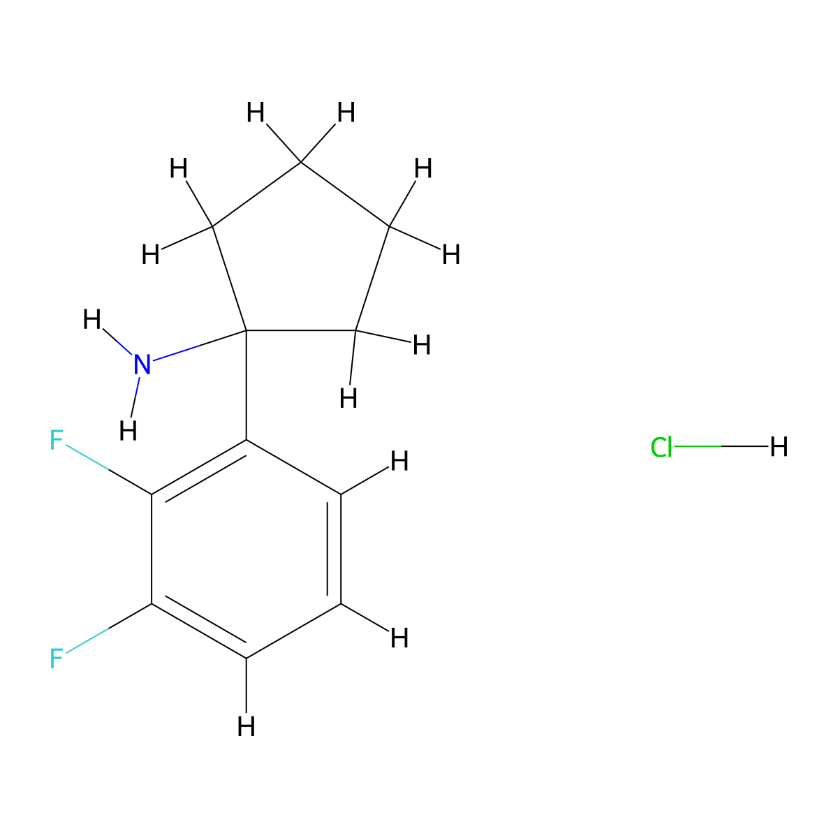 1-(2,3-Difluorophenyl)cyclopentan-1-amine hydrochloride molecular structure, CAS 1893068-17-1
