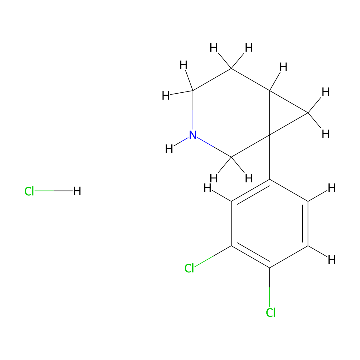 1-(3,4-Dichlorophenyl)-3-azabicyclo[4.1.0]heptane hydrochloride molecular structure, CAS 1893070-97-7