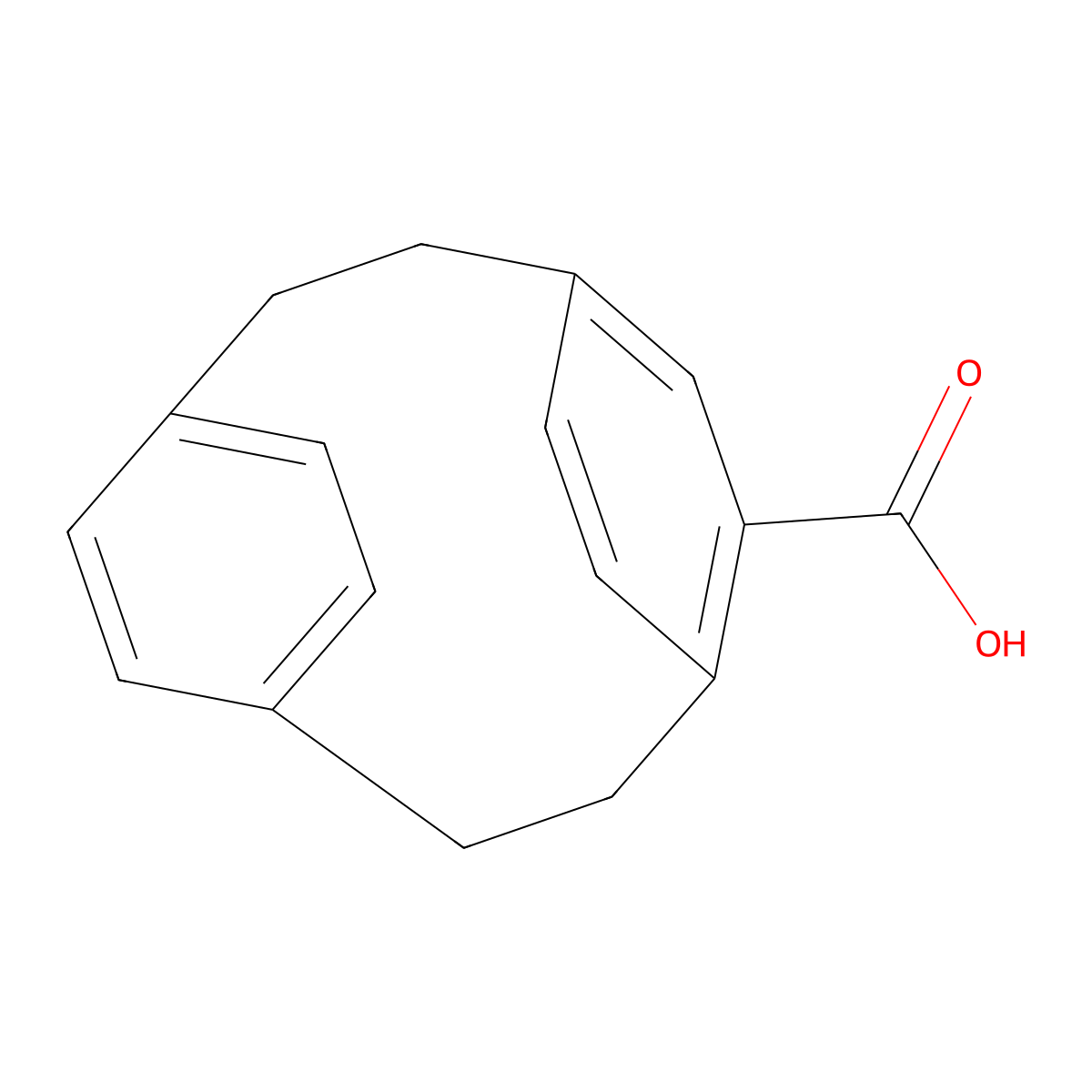 Tricyclo(8.2.2.2(4,7))hexadeca-1(13),4,6,10(14),11,15-hexaene-5-carboxylic acid molecular structure, CAS 18931-39-0