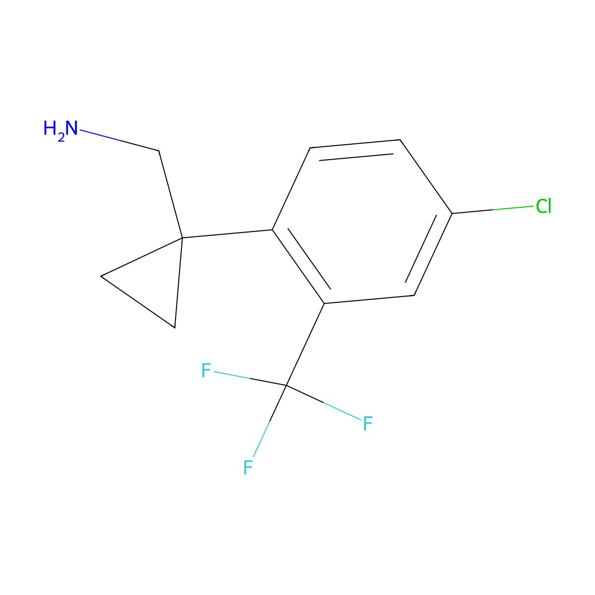 1-{1-[4-Chloro-2-(trifluoromethyl)phenyl]cyclopropyl}methanamine molecular structure, CAS 1893128-31-8