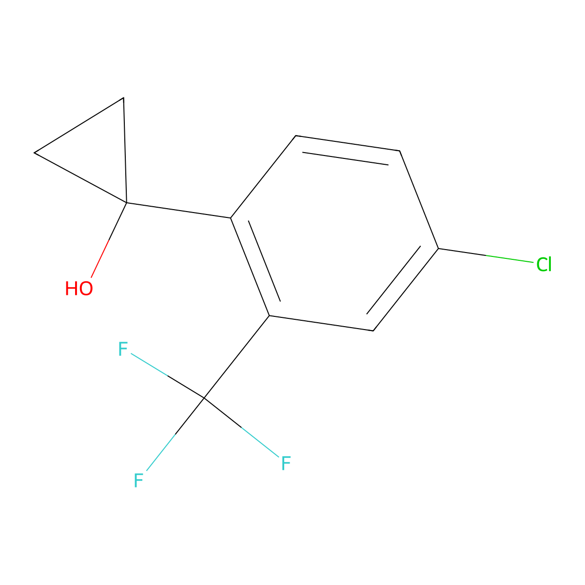 1-[4-Chloro-2-(trifluoromethyl)phenyl]cyclopropan-1-ol molecular structure, CAS 1893151-54-6