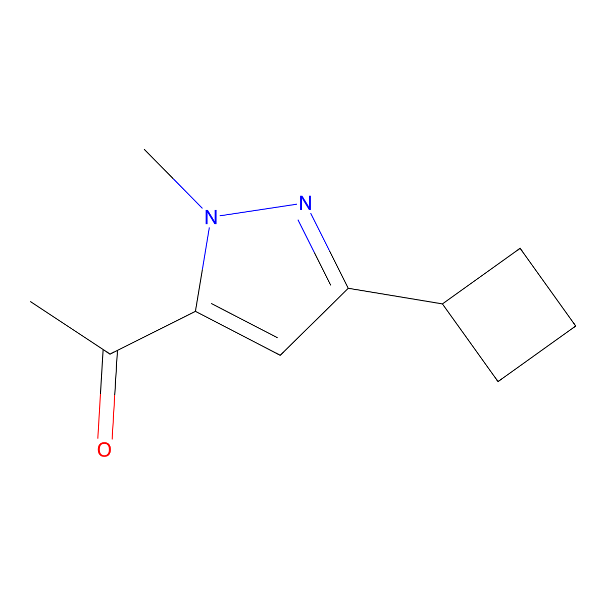 1-(3-cyclobutyl-1-methyl-1H-pyrazol-5-yl)ethan-1-one molecular structure, CAS 1893162-23-6