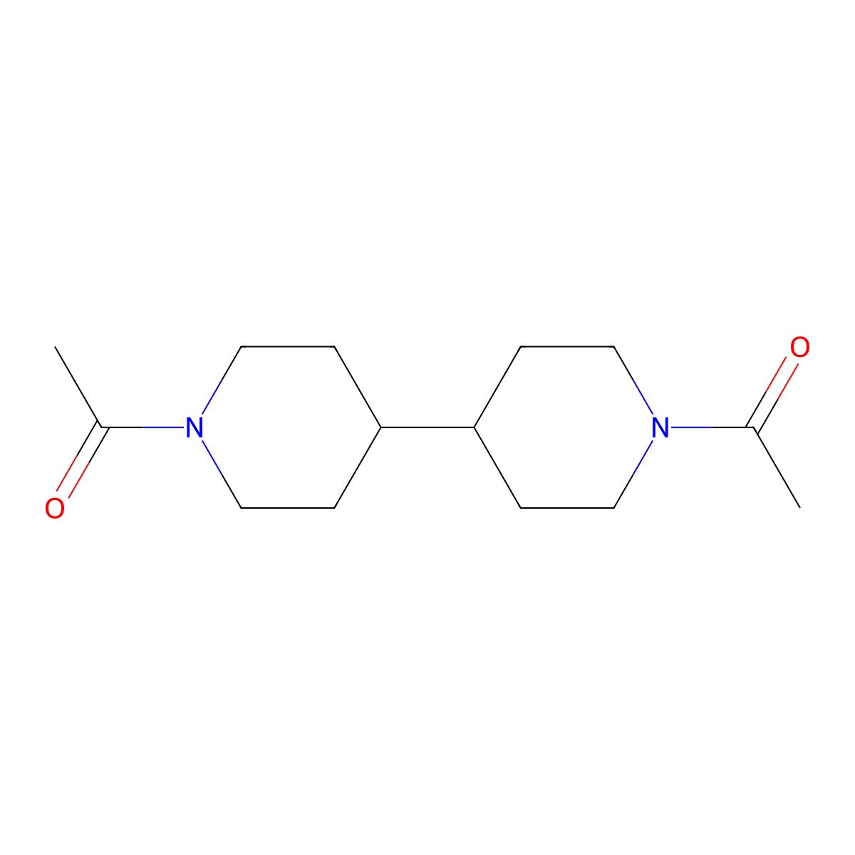 1,1'-(4,4'-Bipiperidine-1,1'-diyl)diethanone molecular structure, CAS 18932-64-4