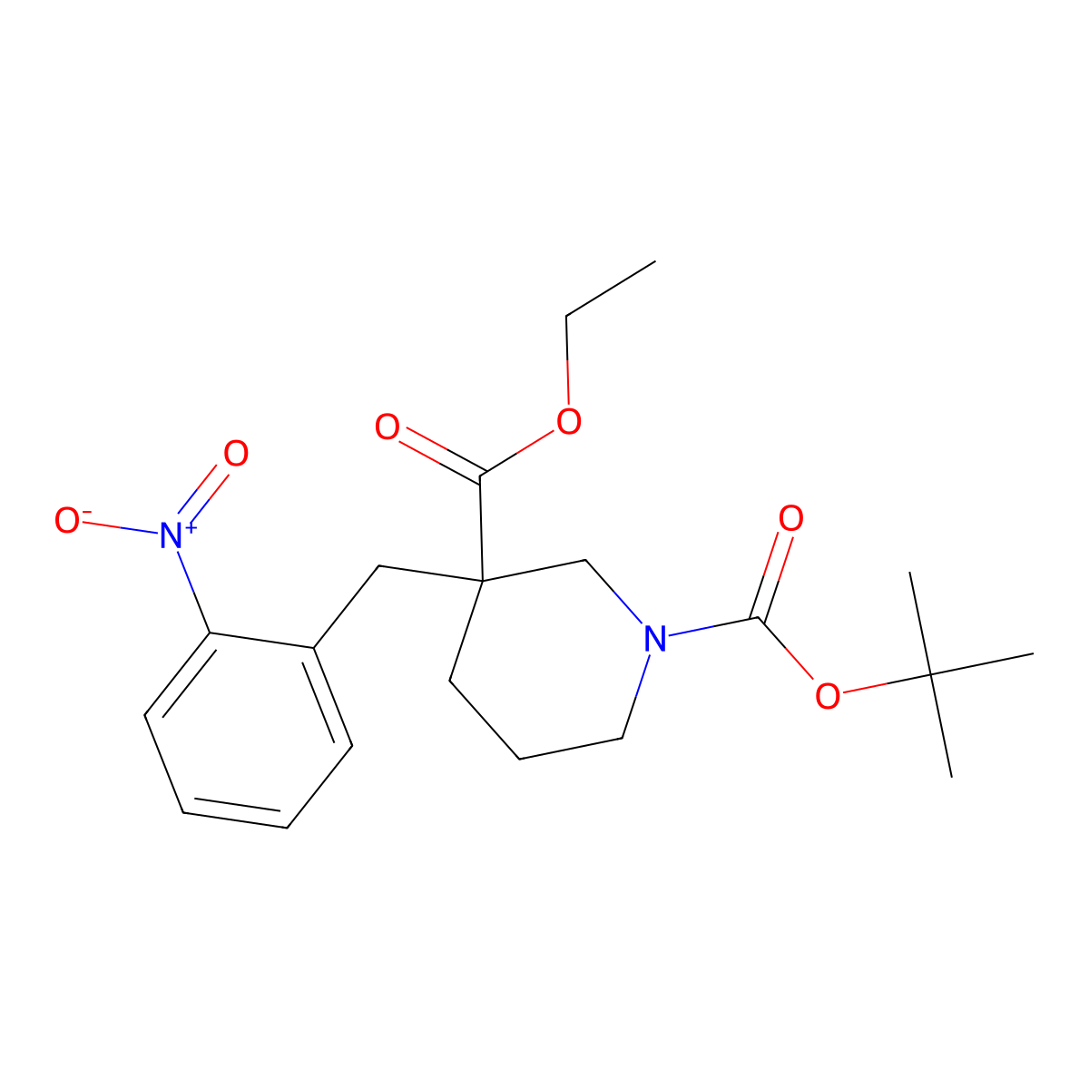 1-tert-Butyl 3-ethyl 3-(2-nitrobenzyl)piperidine-1,3-dicarboxylate molecular structure, CAS 189320-44-3