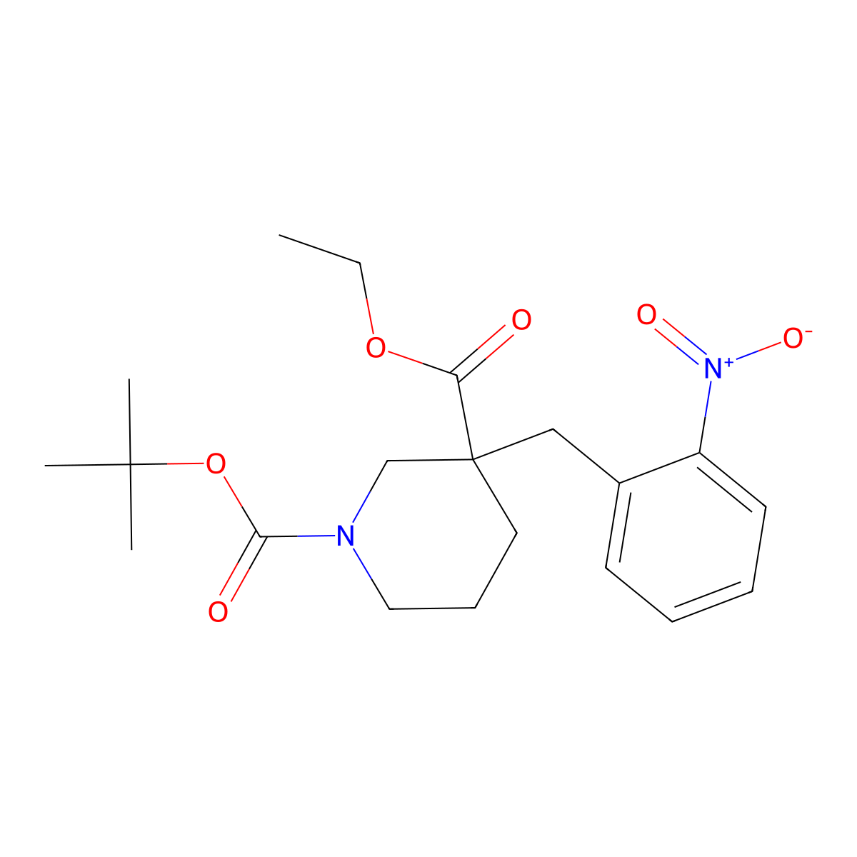 1-tert-Butyl 3-ethyl 3-(2-nitrobenzyl)piperidine-1,3-dicarboxylate molecular structure, CAS 189320-44-3