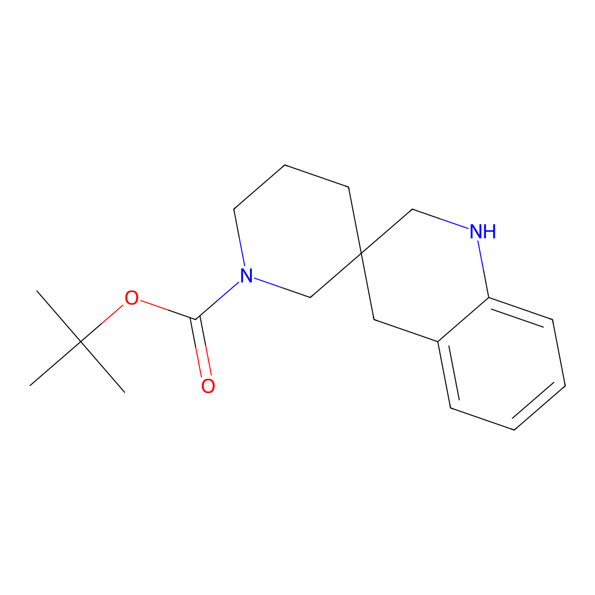 Tert-butyl 2',4'-dihydro-1'H-spiro[piperidine-3,3'-quinoline]-1-carboxylate molecular structure, CAS 189320-53-4