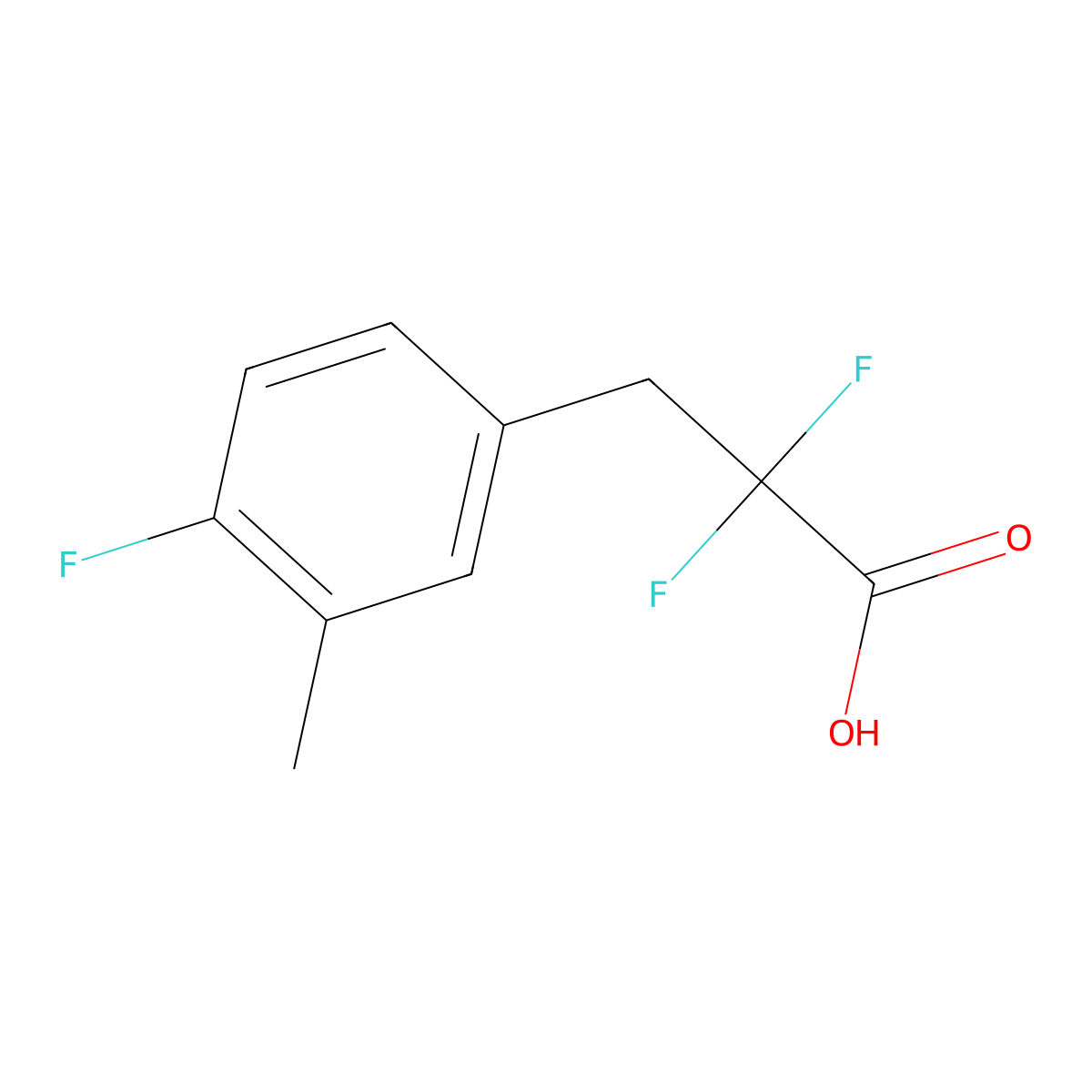 2,2-Difluoro-3-(4-fluoro-3-methylphenyl)propanoic acid molecular structure, CAS 1893208-10-0
