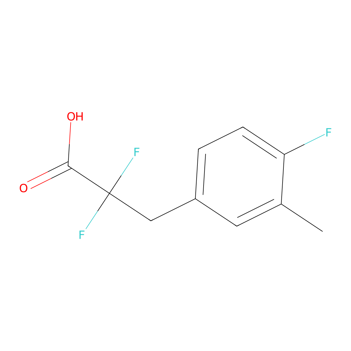 2,2-Difluoro-3-(4-fluoro-3-methylphenyl)propanoic acid molecular structure, CAS 1893208-10-0