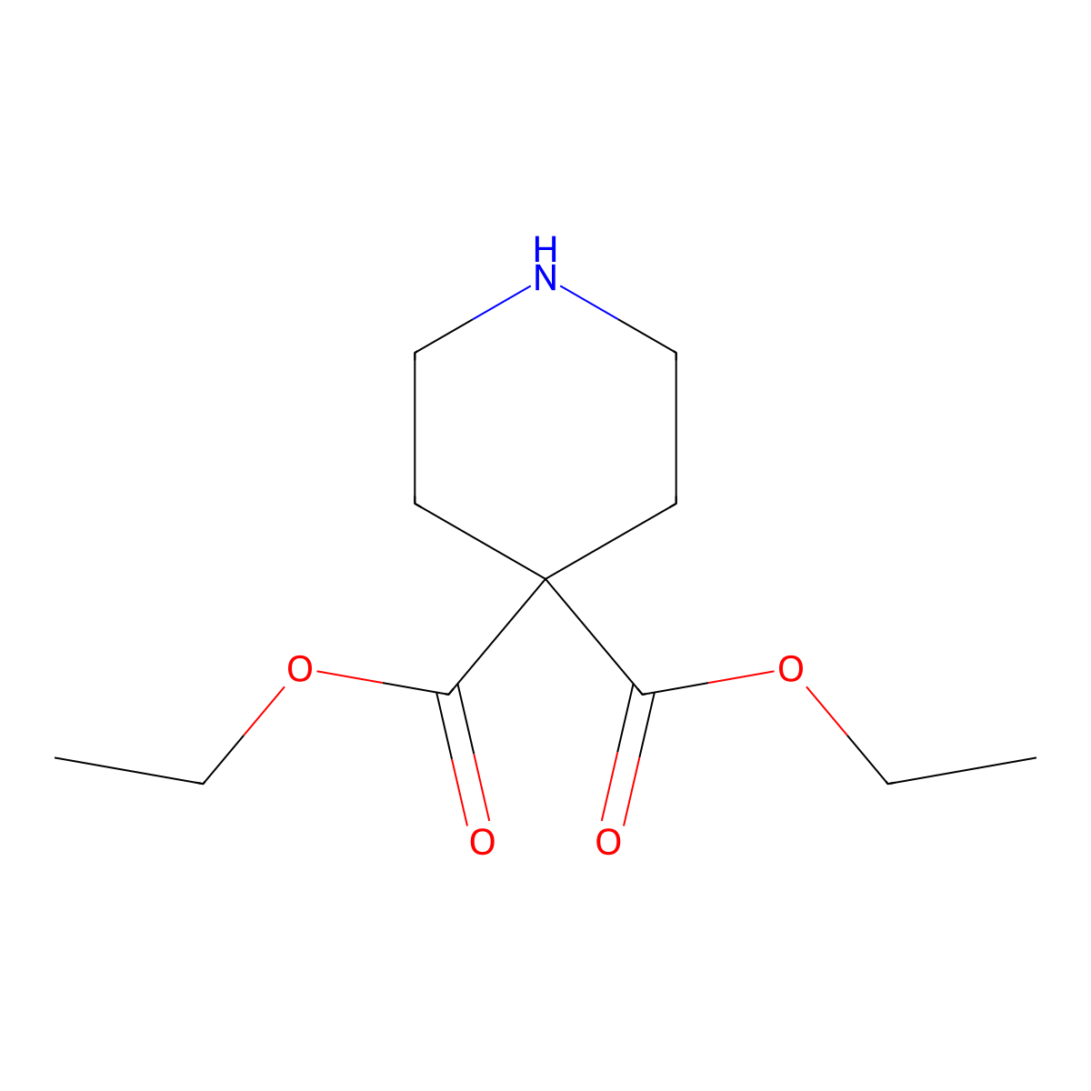 Diethyl piperidine-4,4-dicarboxylate molecular structure, CAS 189323-11-3