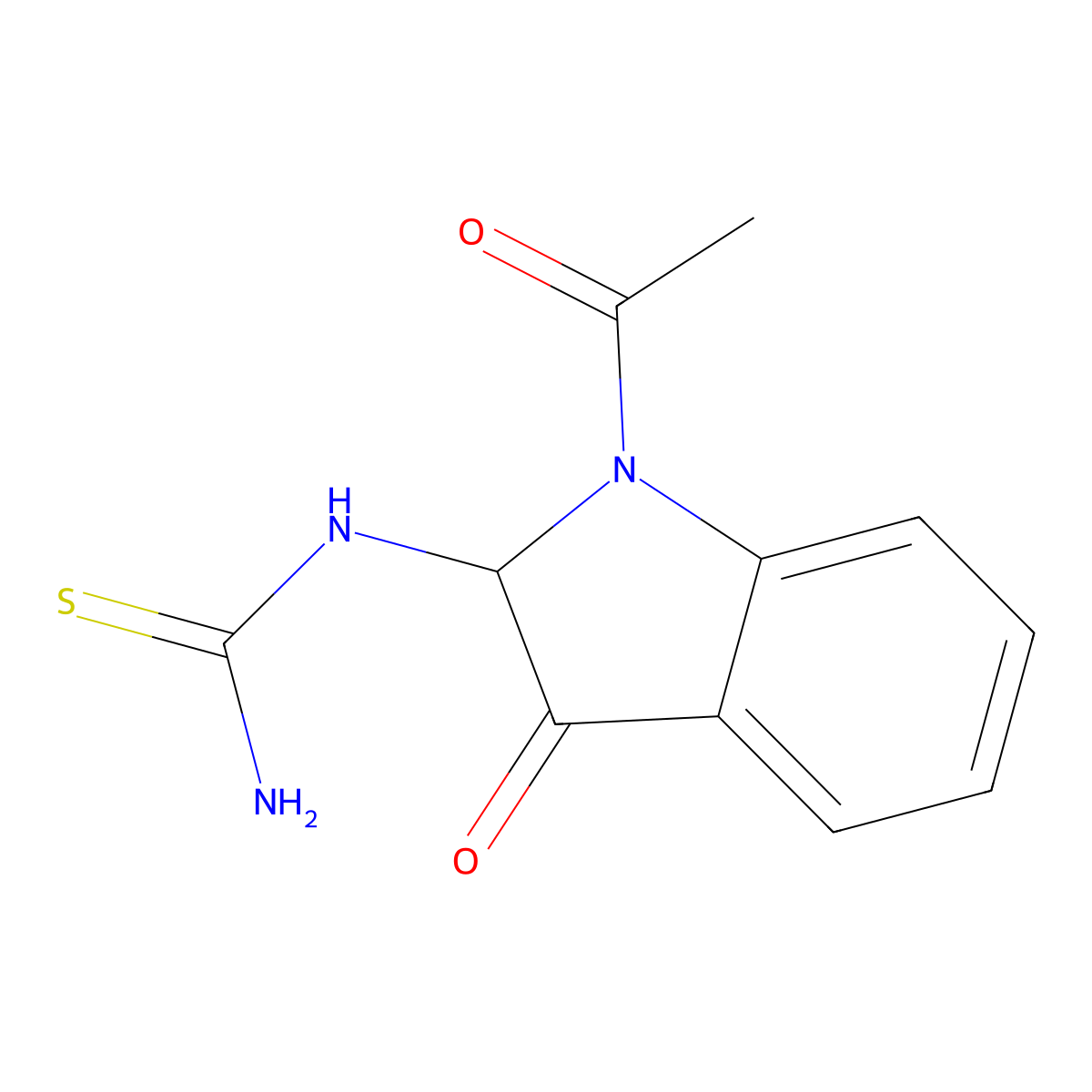 3H-Indol-3-one, 1-acetyl-2-[(aminothioxomethyl)amino]-1,2-dihydro- molecular structure, CAS 189325-20-0