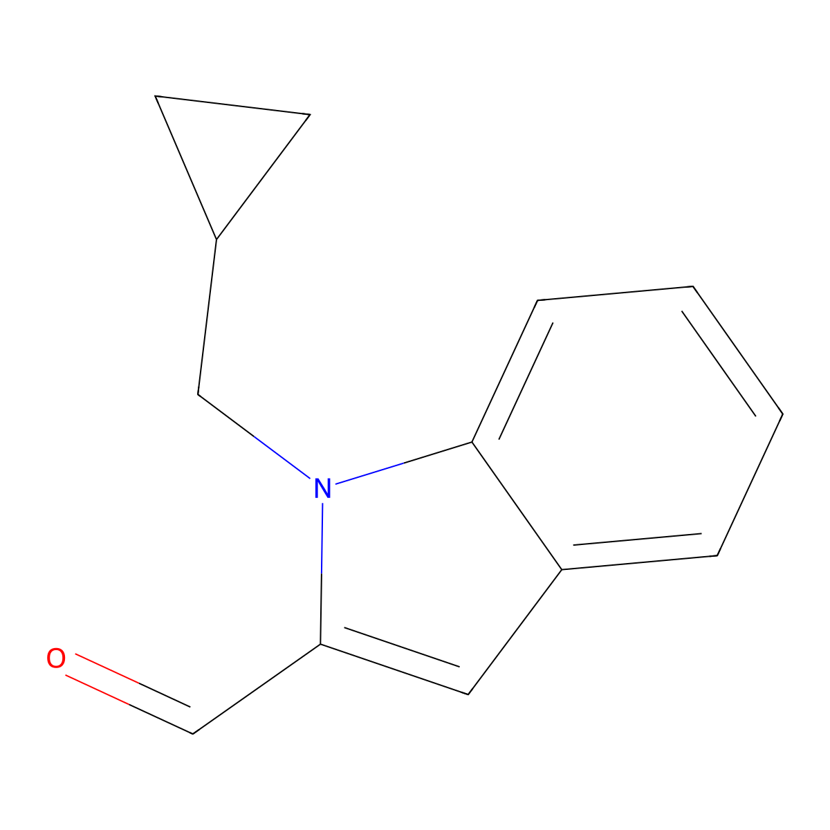 1-(Cyclopropylmethyl)-1H-indole-2-carbaldehyde molecular structure, CAS 1893260-78-0