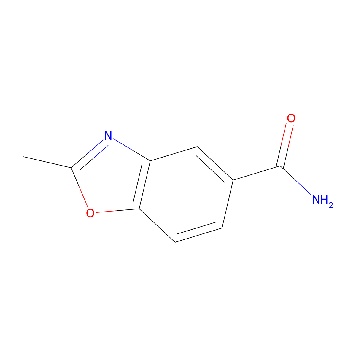 2-Methyl-1,3-benzoxazole-5-carboxamide molecular structure, CAS 189329-86-0