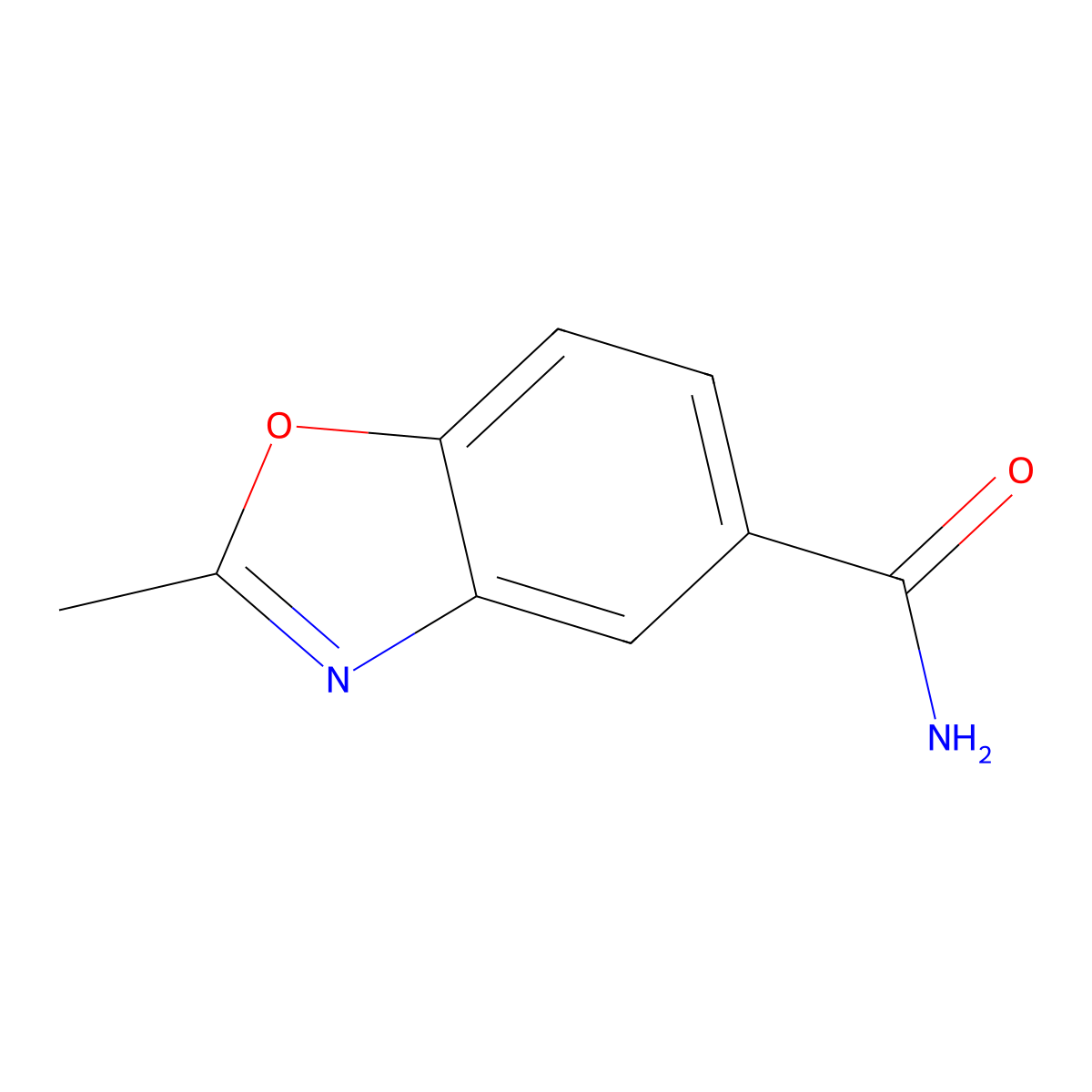 2-Methyl-1,3-benzoxazole-5-carboxamide molecular structure, CAS 189329-86-0