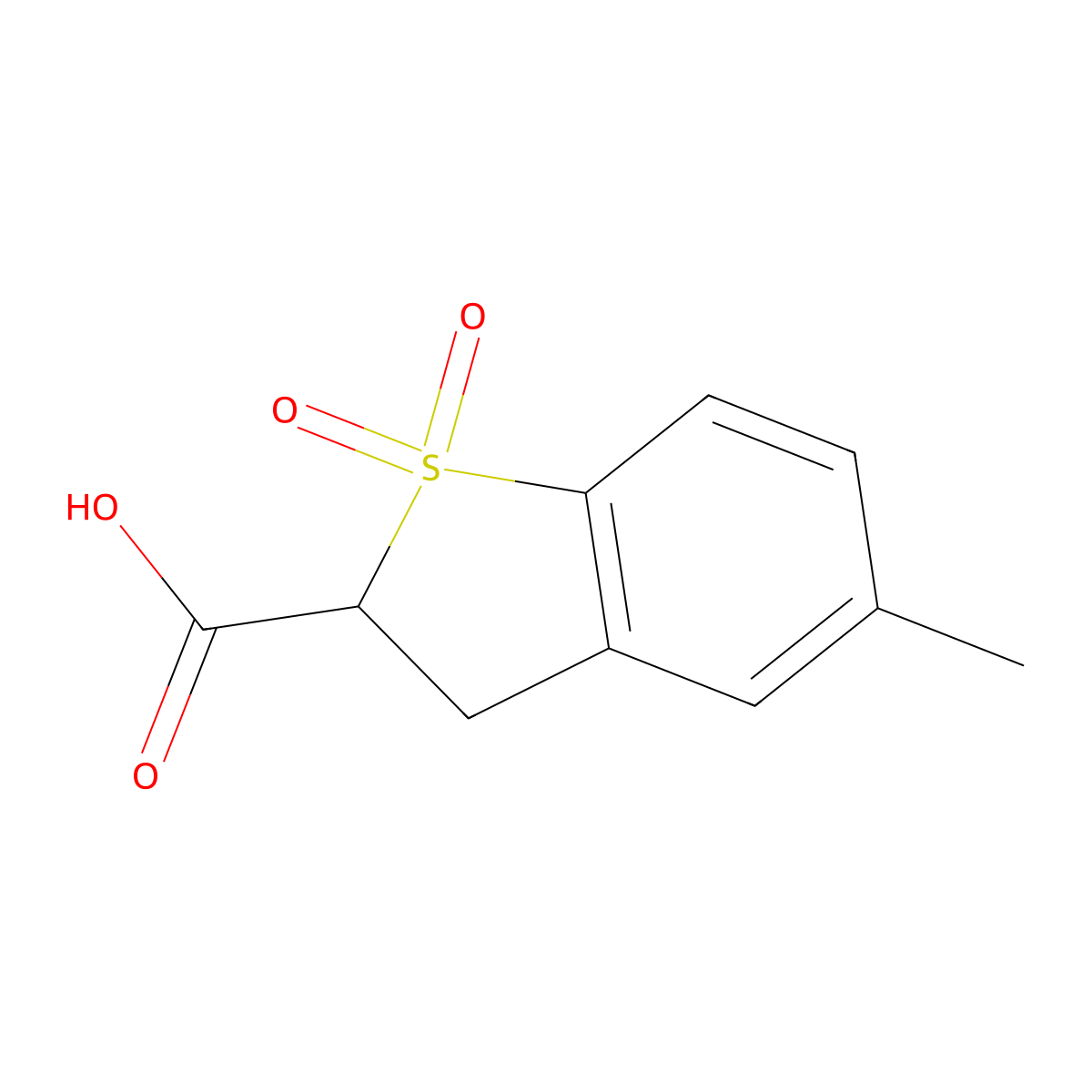 5-Methyl-1,1-dioxo-2,3-dihydro-1lambda6-benzothiophene-2-carboxylic acid molecular structure, CAS 1893315-30-4