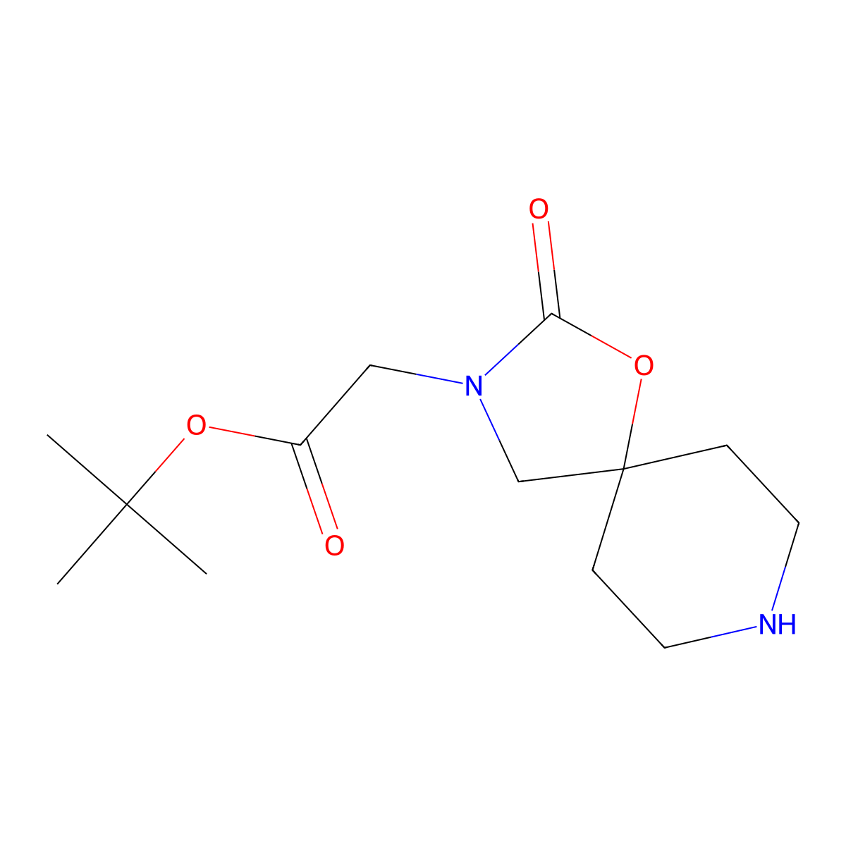 Tert-butyl 2-{2-oxo-1-oxa-3,8-diazaspiro[4.5]decan-3-yl}acetate molecular structure, CAS 189333-69-5