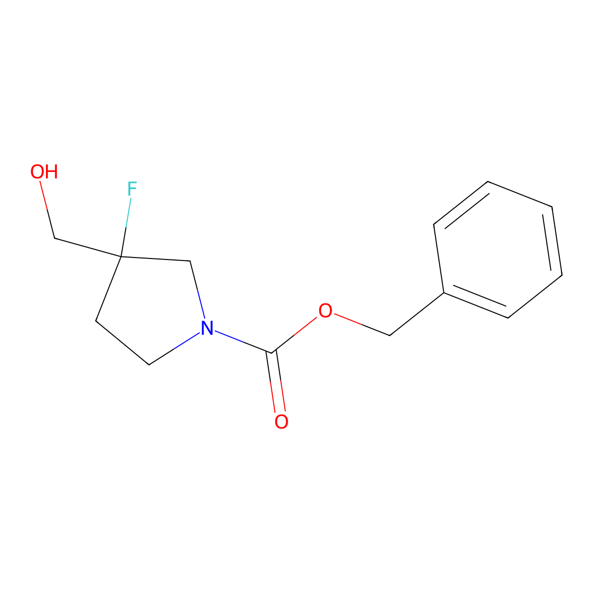 benzyl (3S)-3-fluoro-3-(hydroxymethyl)pyrrolidine-1-carboxylate molecular structure, CAS 1893340-47-0
