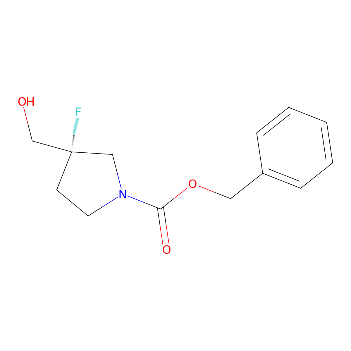 benzyl (3S)-3-fluoro-3-(hydroxymethyl)pyrrolidine-1-carboxylate molecular structure, CAS 1893340-47-0