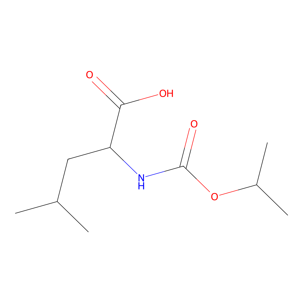 (2S)-4-methyl-2-{[(propan-2-yloxy)carbonyl]amino}pentanoic acid molecular structure, CAS 18934-66-2