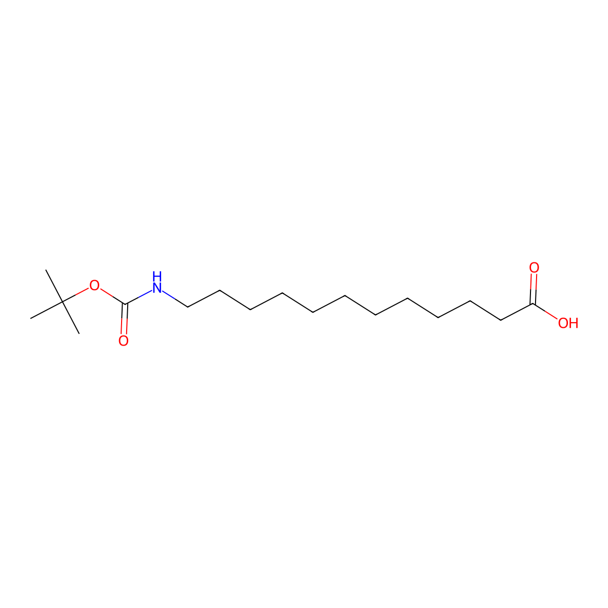 N-t-Butyloxycarbonyl-12-amino-dodecanoic acid molecular structure, CAS 18934-81-1