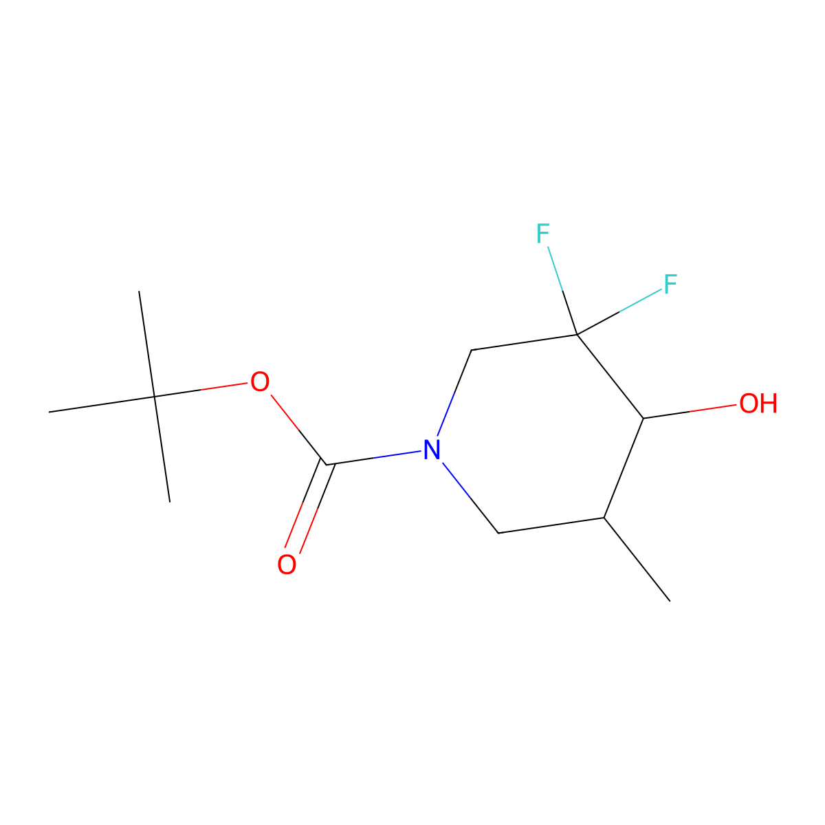 tert-butyl 3,3-Difluoro-4-hydroxy-5-methylpiperidine-1-carboxylate molecular structure, CAS 1893408-55-3