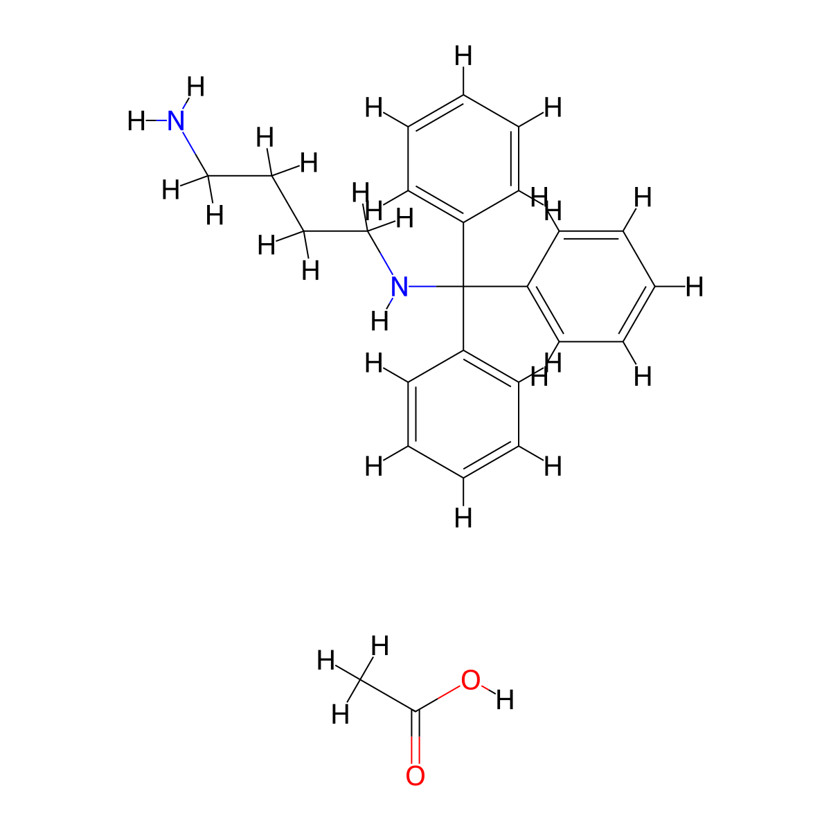 Mono-trityl 1,4-diaminobutane acetic acid salt molecular structure, CAS 189341-61-5