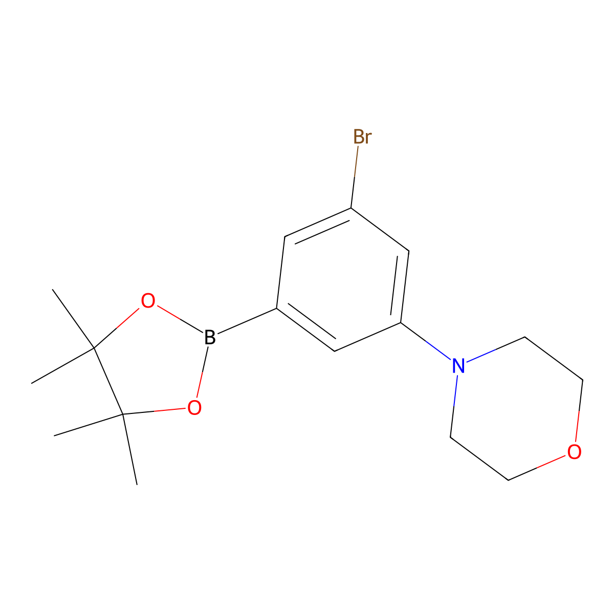 4-(3-Bromo-5-(4,4,5,5-tetramethyl-1,3,2-dioxaborolan-2-yl)phenyl)morpholine molecular structure, CAS 1893410-04-2