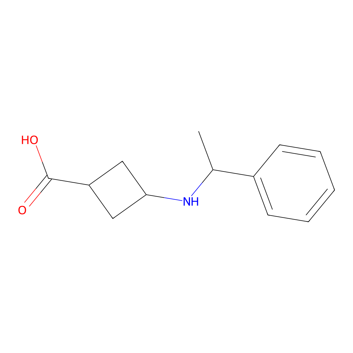 3-[(1-Phenylethyl)amino]cyclobutane-1-carboxylic acid molecular structure, CAS 1893413-98-3
