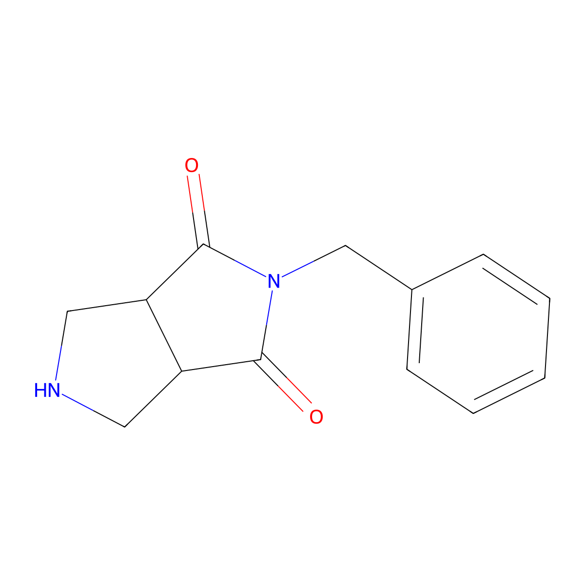 Pyrrolo[3,4-c]pyrrole-1,3(2H,3aH)-dione, tetrahydro-2-(phenylmethyl)-, (3aR,6aS)-rel- molecular structure, CAS 189348-40-1