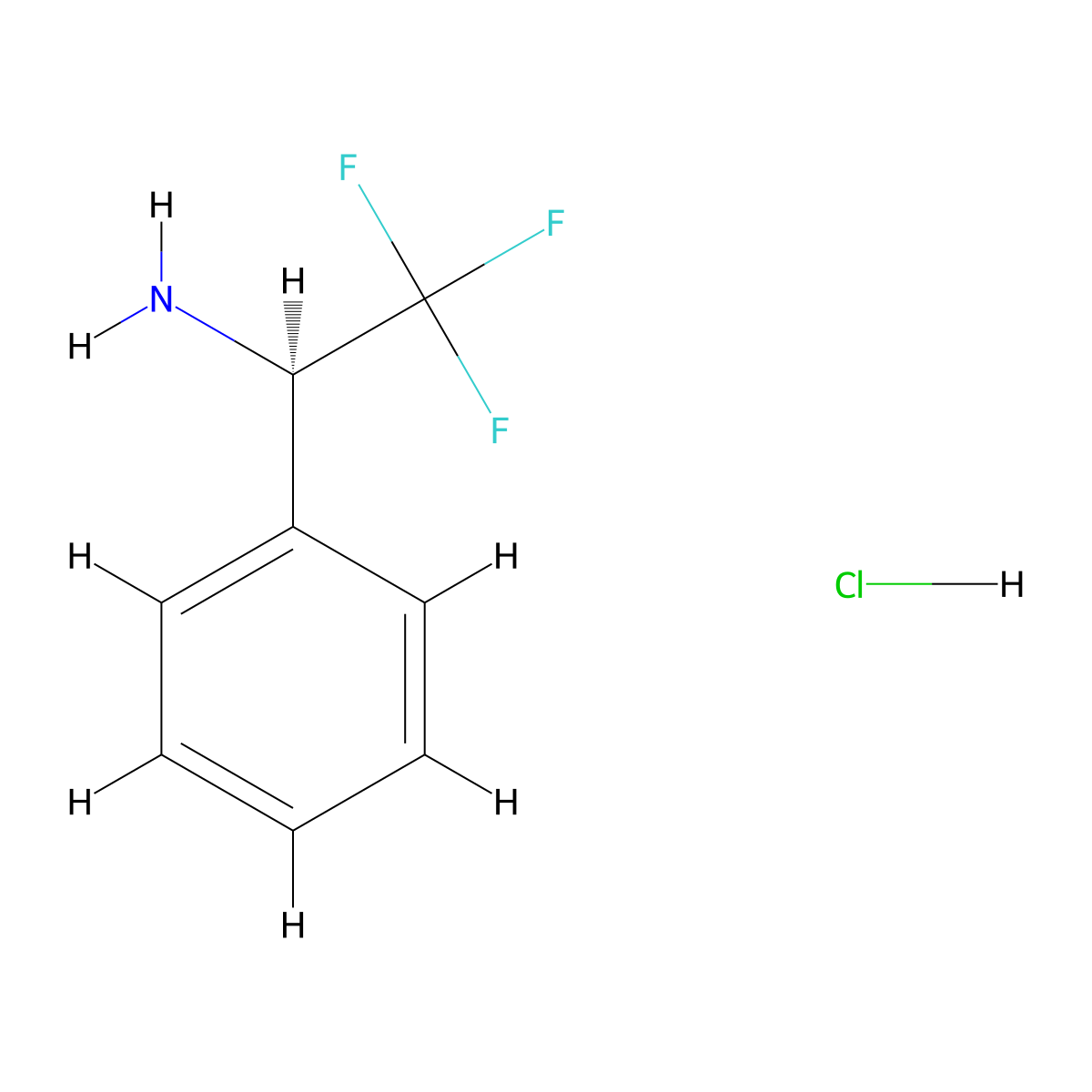 (1R)-2,2,2-trifluoro-1-phenylethan-1-amine hydrochloride molecular structure, CAS 189350-64-9